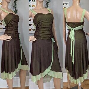 Vintage y2k 00s Ruby Rox Midi Dress Earth Fairy Mesh Overlay Prom Size Large